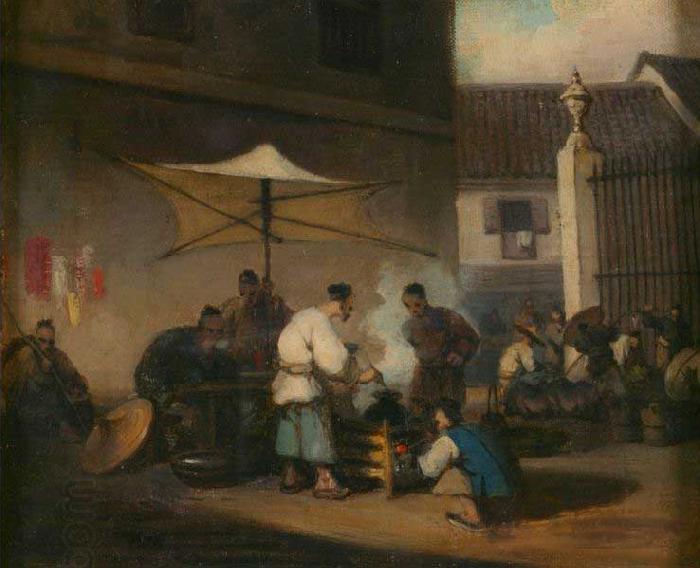 George Chinnery Street Scene, Macao, with Pigs China oil painting art